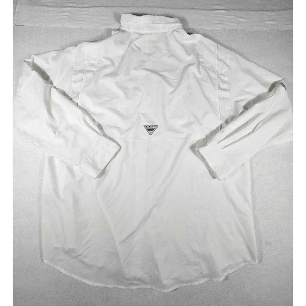Columbia PFG Bahama II Fishing Shirt Mens XXL White Long Sleeve FM7253 Utility
